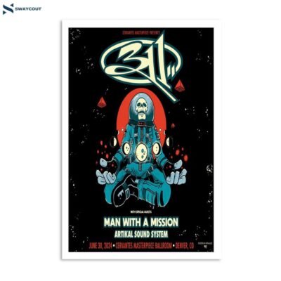 311 Band Cervantes Masterpiece Ballroom Denver Co June 30 2024 Poster