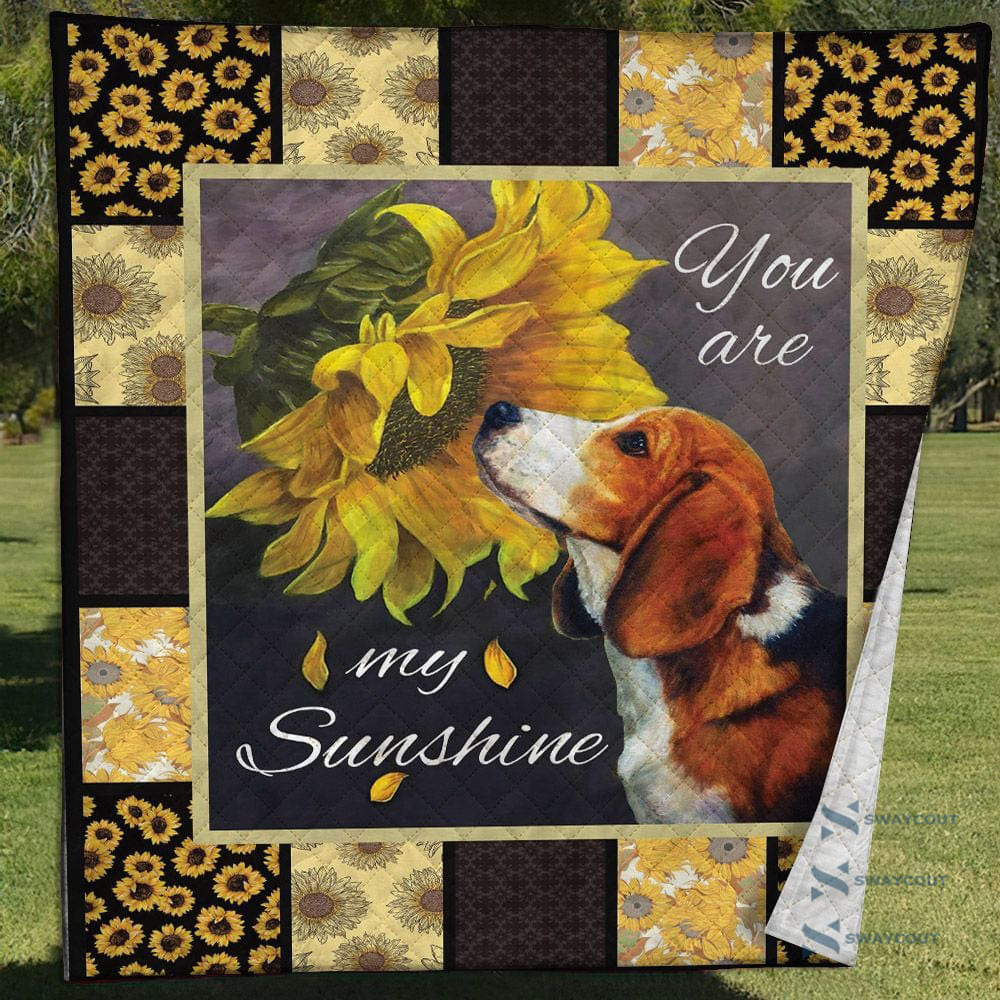 Beagle Dog You Are My Sunshine Sunflower Quilt Blanket