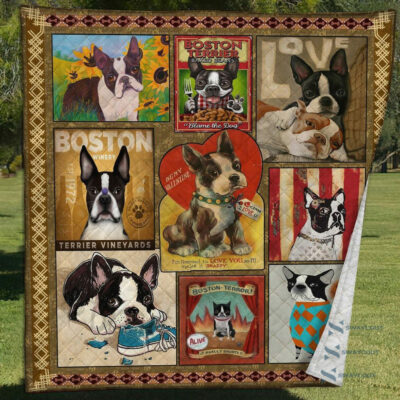 Boston Terrier Be My Valentine Quilt Blanket