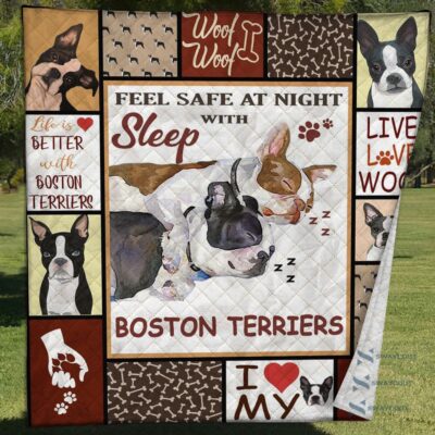 Boston Terrier Dog Quilt Blanket