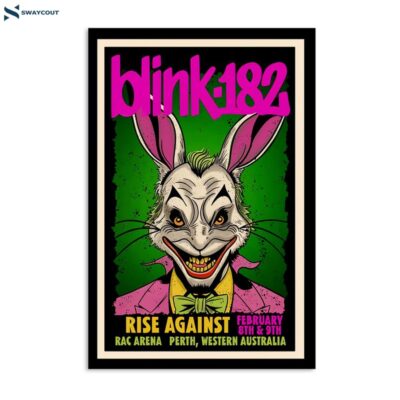 Blink-182 Feb 8 & 9, 2024 Perth Wa World Tour 2024 Poster