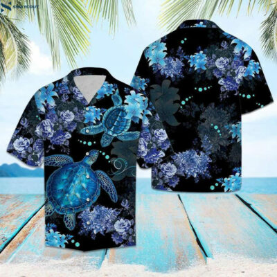 Blue Sea Turtle Hawaiian Shirt