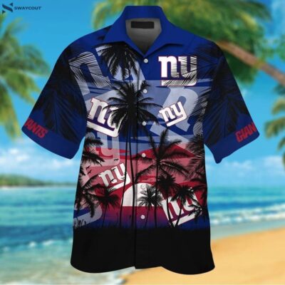 Button Up Tropical Aloha For Men Ny Giants Hawaiian Shirt