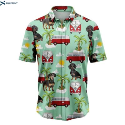 Dachshund Hippie Car Hawaiian Shirt