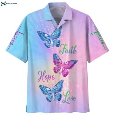 Faith Hope Love Butterfly Hawaiian Shirts