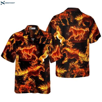 Flaming Horses Hawaiian Shirt