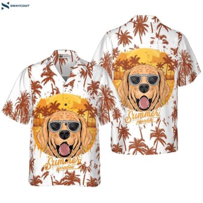 Golden Retriever Summer Pradise Hawaiian Shirt