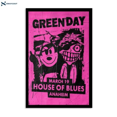 Green Day Anaheim City House Of Blues Mar 19 2024 Poster