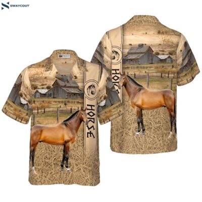 Horse Peace Farm Grass Field Hawaiian Shirt