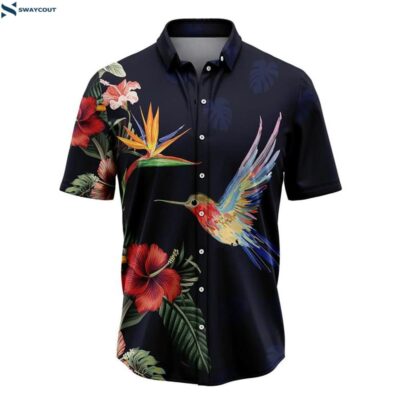 Hummingbird Tropical Flower Hawaiian Shirt