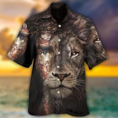 Jesus And Lion Christian Hawaiian Shirt