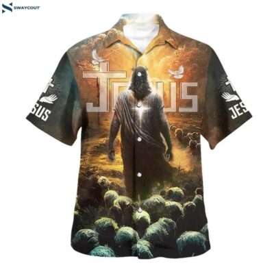 Jesus Leading Sheep Hawaiian Shirts