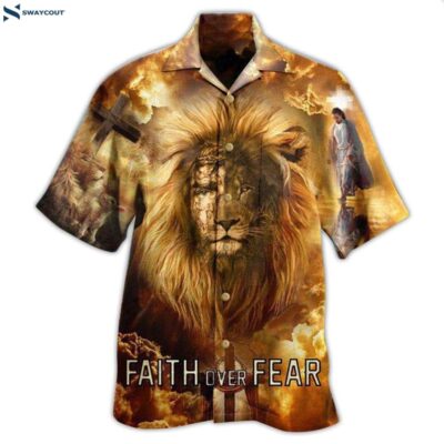 Jesus Lion Faith Over Fear Psalms Hawaiian Shirt