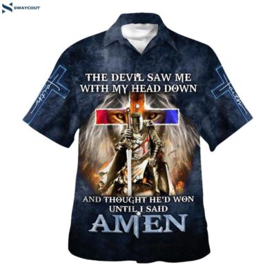 Knight Templar The Devil Saw Me With My Head Down Lion Hawaiian Shirt