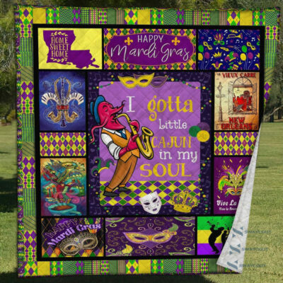 Mardi Gras I Gotta Little Cajun In My Soul Quilt Blanket