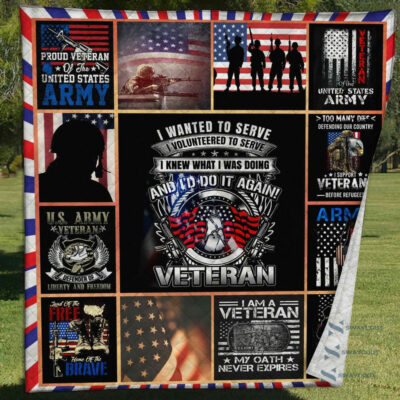 Proud Us Veteran Quilt Blanket