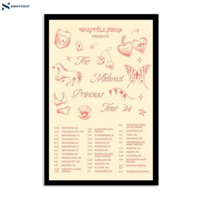 Poster Chappell Roan Midwest Princess Tour 2024 Poster