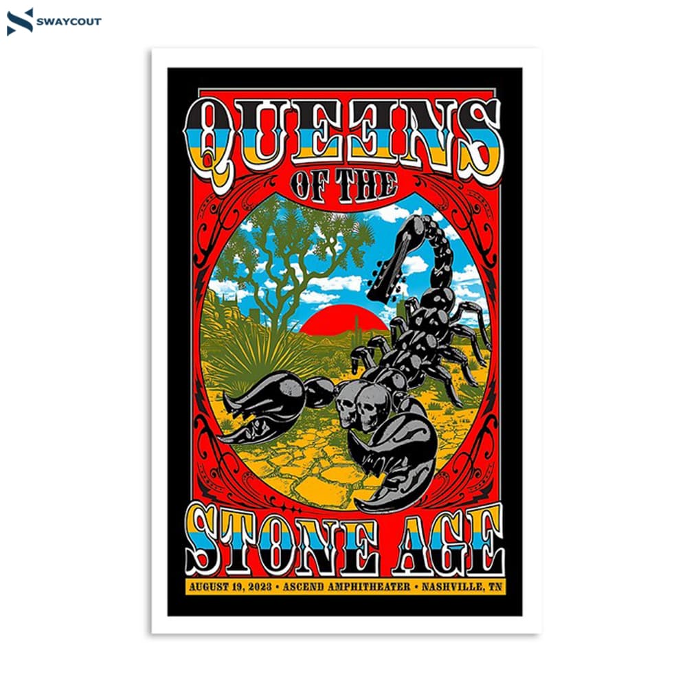 Queens Of The Stone Age August 19 2023 Ascend Amphitheater Nashville Tn Limited Poster