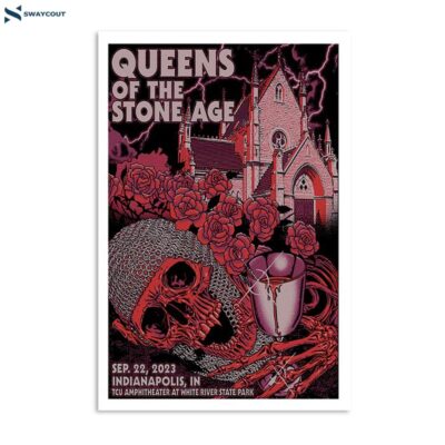 Queens Of The Stone Age September 22 2023 Tcu Amphitheater At White River State Park Indianapolis In Poster