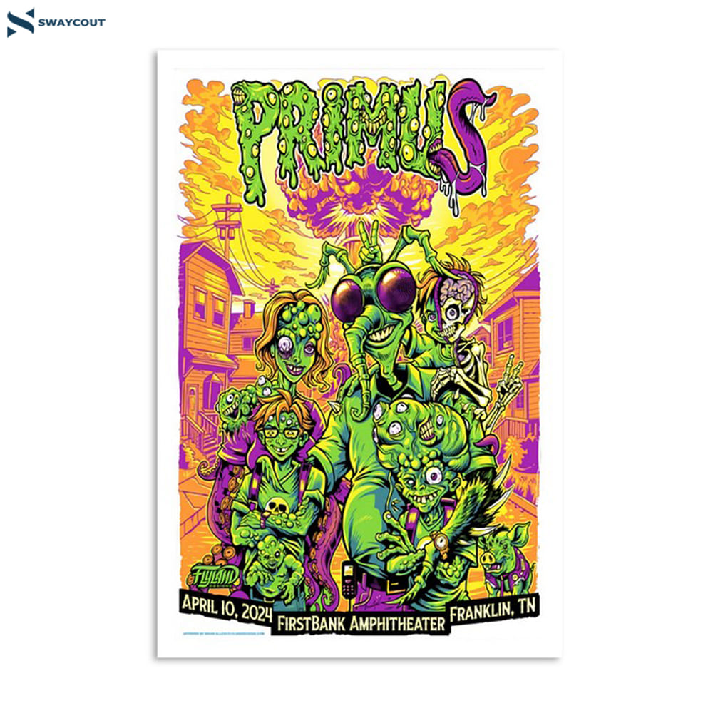 Primus Apr 10 2024 Firstbank Amphitheater Franklin Tn Tour Poster