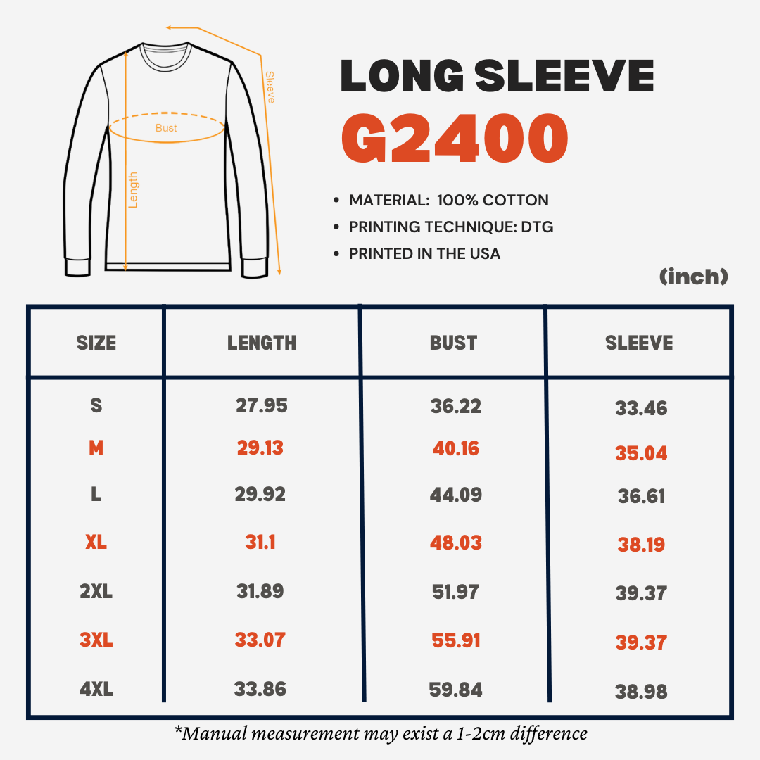 Long Sleeve Size Chart