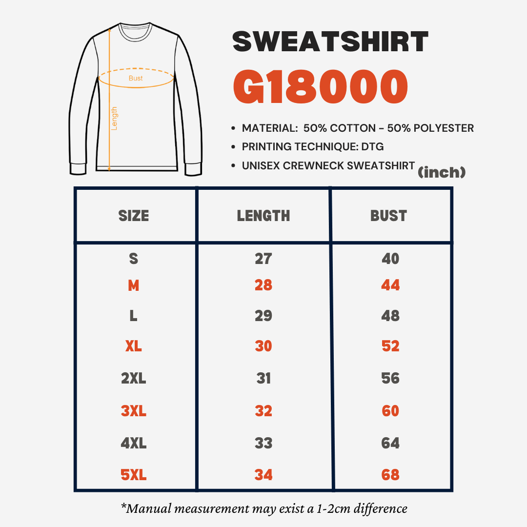 Sweatshirt Size Guide