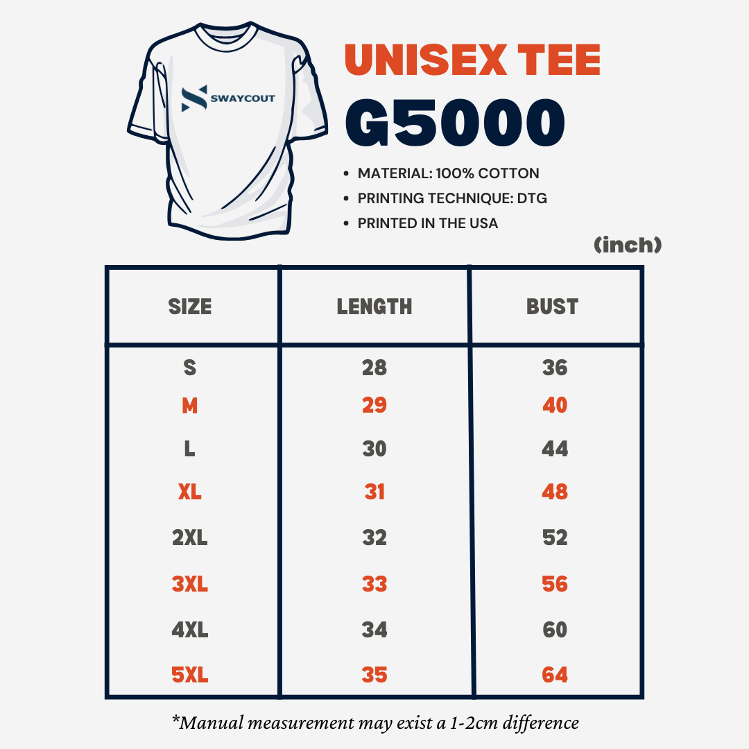 Unisex Tee Size Chart