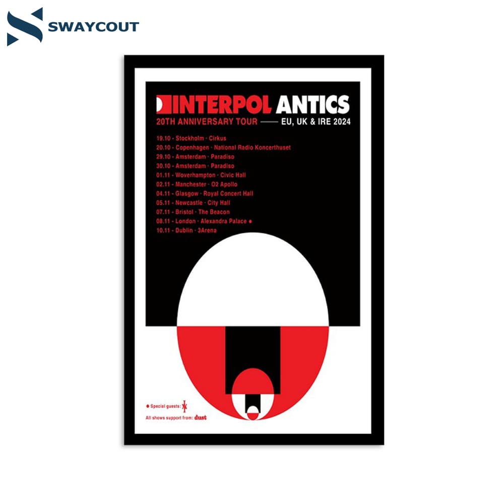 Interpol Antics 20th Anniversary Tour Eu Uk & Ire 2024 Poster