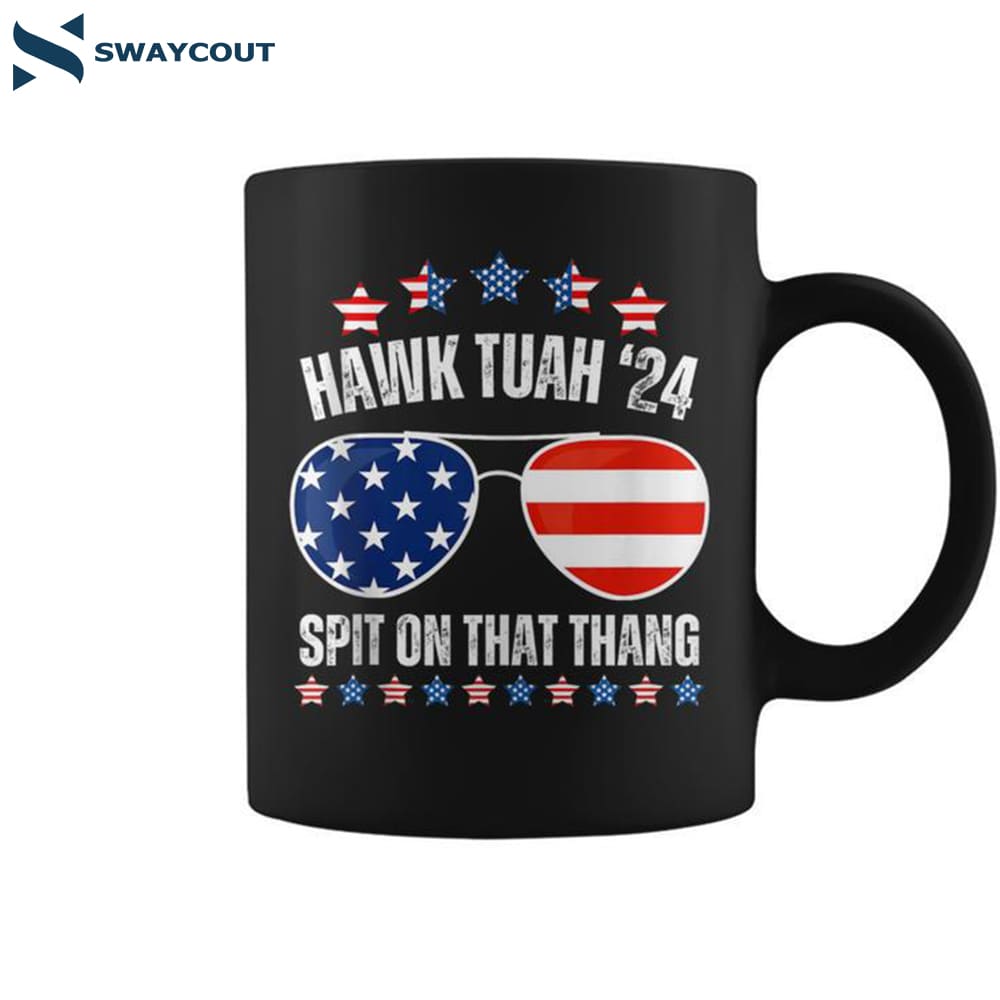 American Flag Sunglasses Hawk Tuah 24 Spit On That Thang Coffee Mug