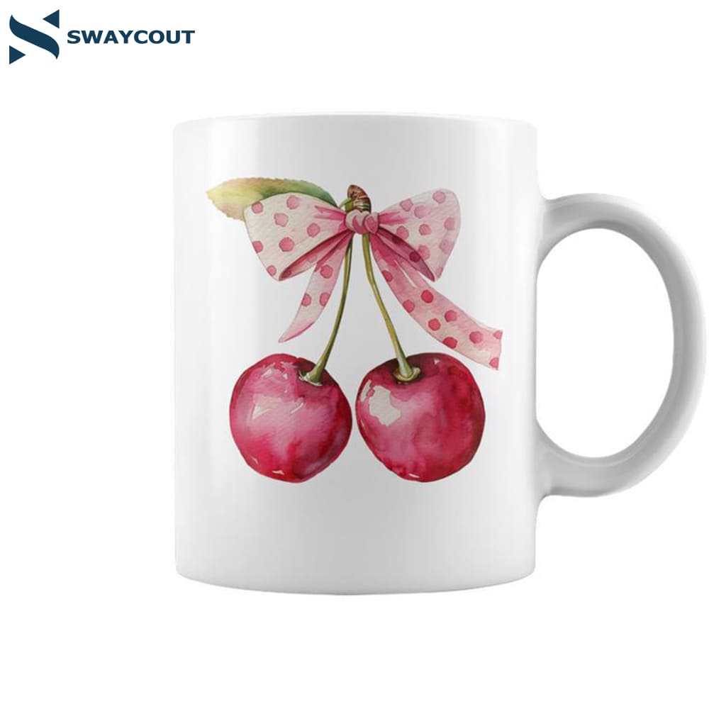 Coquette Bow With Cherry Kawaii Coffee Mug