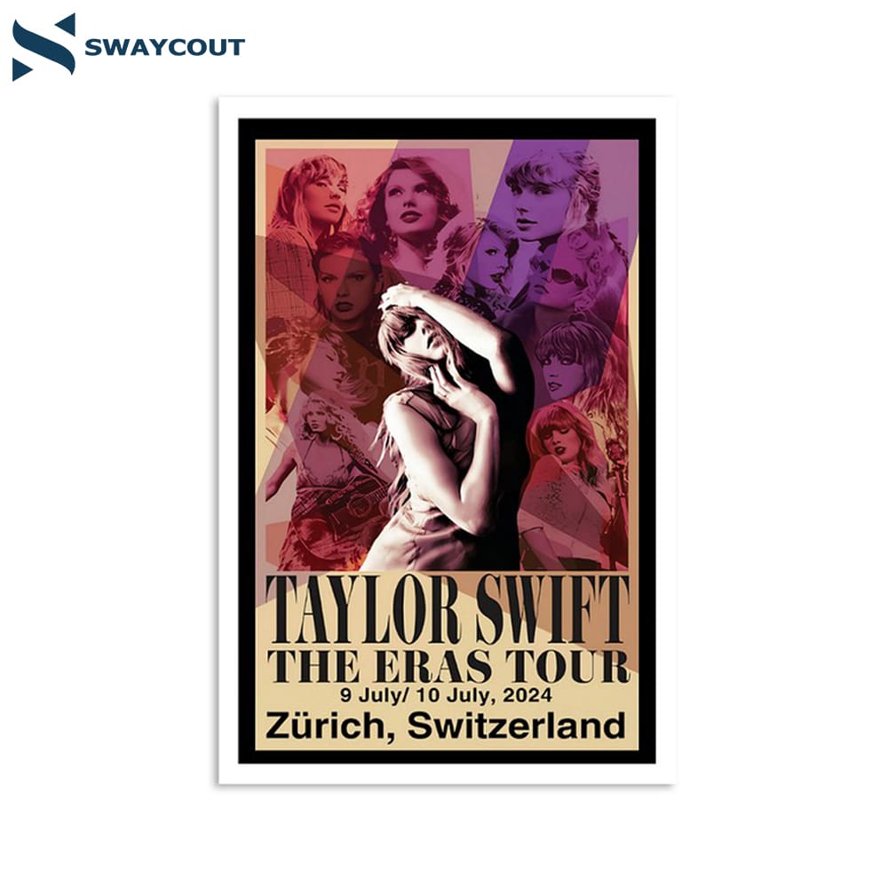 Taylor Swift The Eras Tour Zurich Switzerland July 9-10 2024 Poster