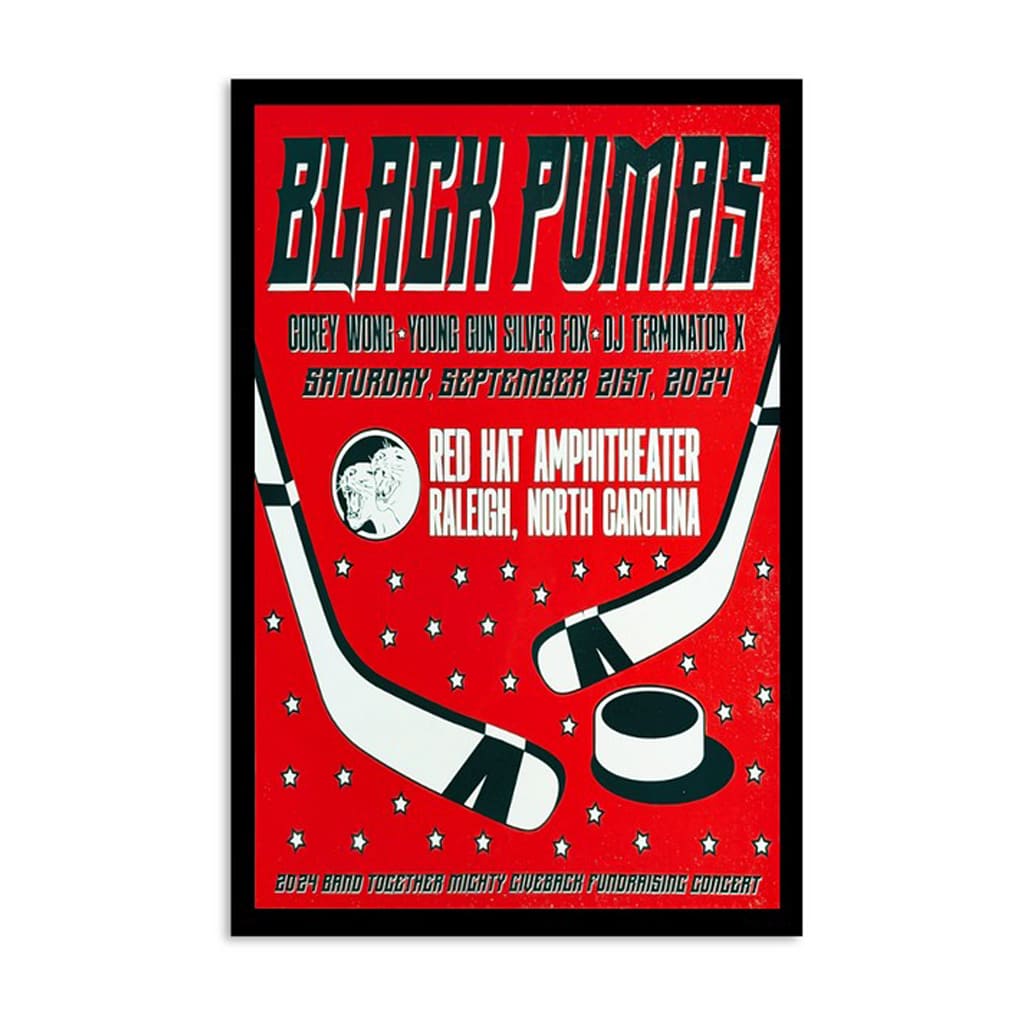 Black Pumas Red Hat Amphitheater Raleigh Nc Sep 21 2024 Tour Poster