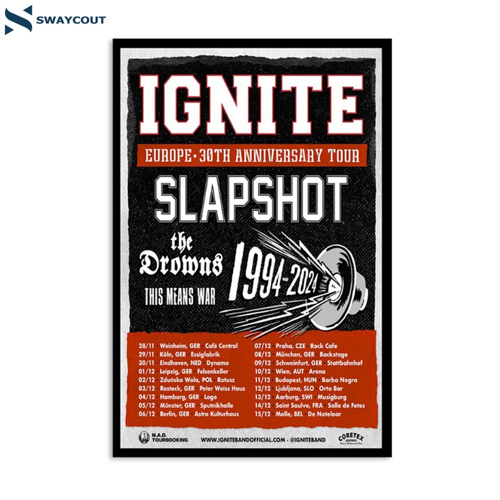 Ignite Europe 30th Anniversary Tour 1994-2024 Poster