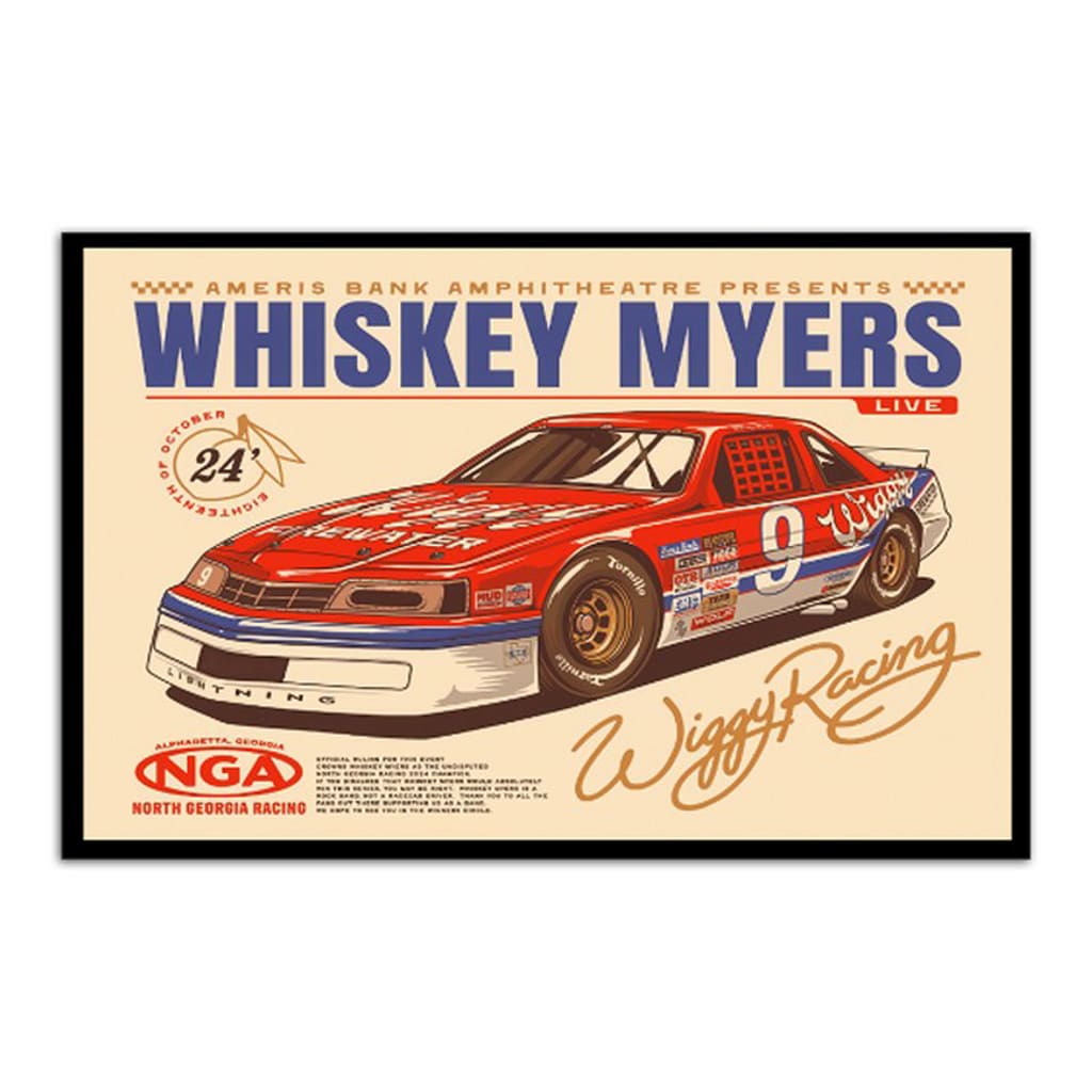 Whiskey Myers Wiggy Racing Ameris Bank Amphitheatre Alpharetta Ga Tour 2024 Poster