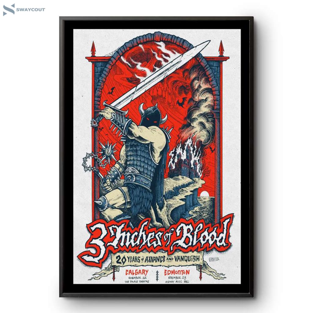 3 Inches Of Blood Midway Music Hall Edmonton Ab Nov 23 2024 Poster