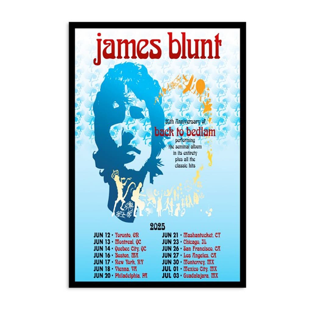 James Blunt 20th Anniversary Of Back To Bedlam Tour 2025 Poster