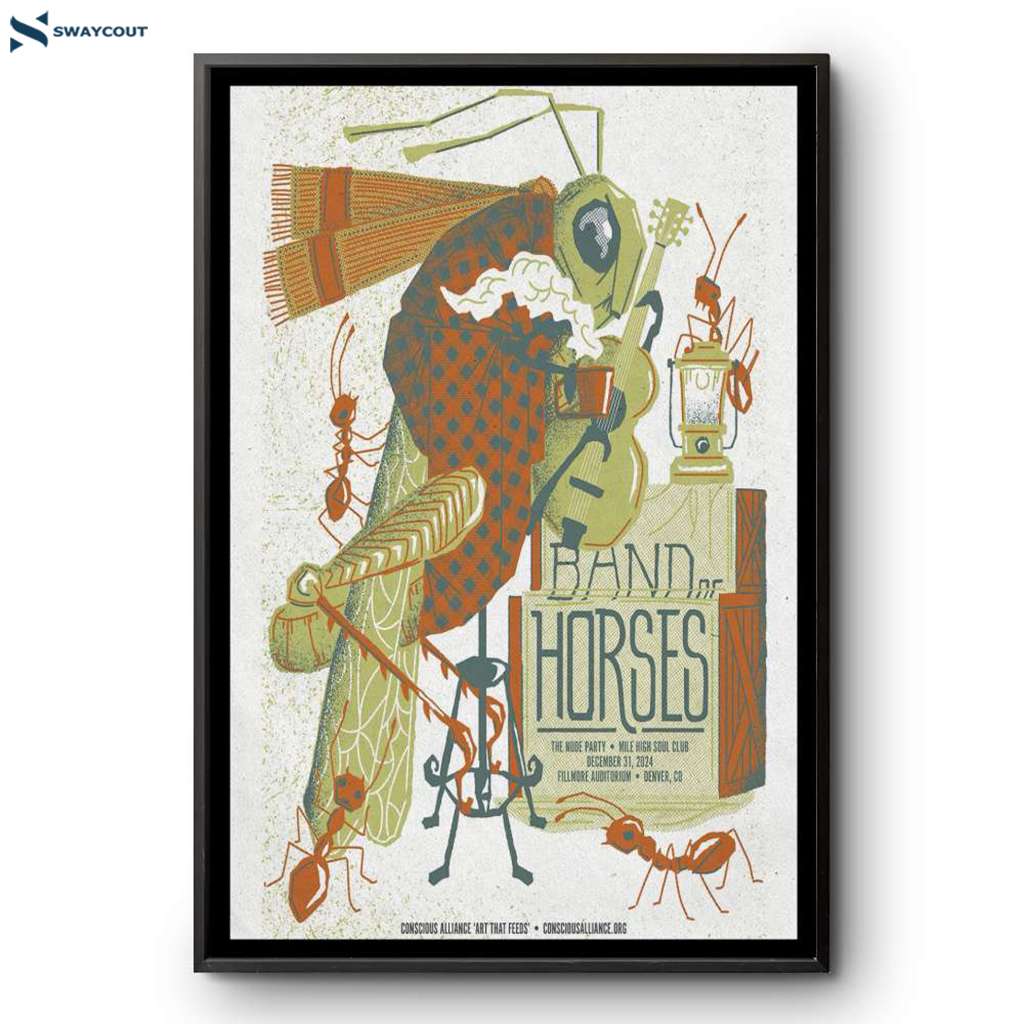 Band Of Horses Denver Co Fillmore Auditorium Dec 31 2024 Poster