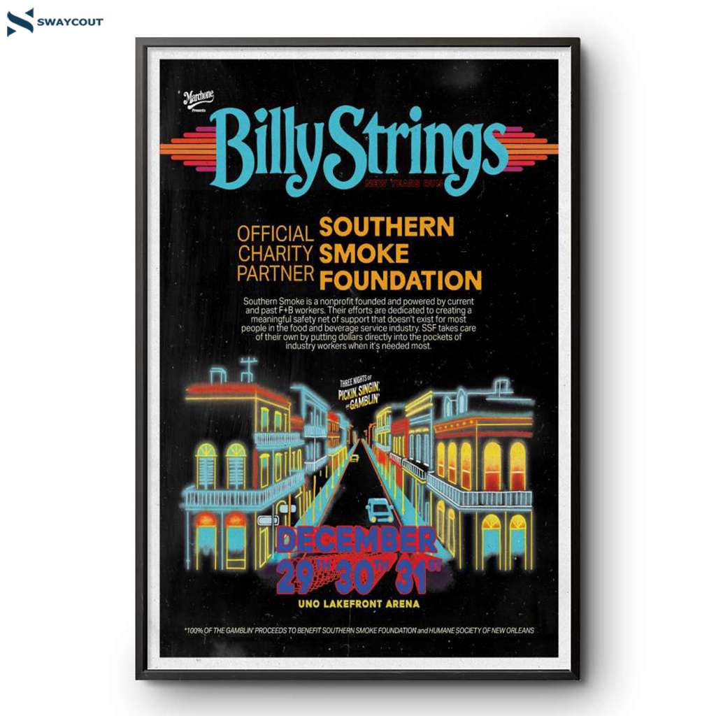 Billy Strings Uno Lakefront Arena Dec 29-30-31 2024 Poster