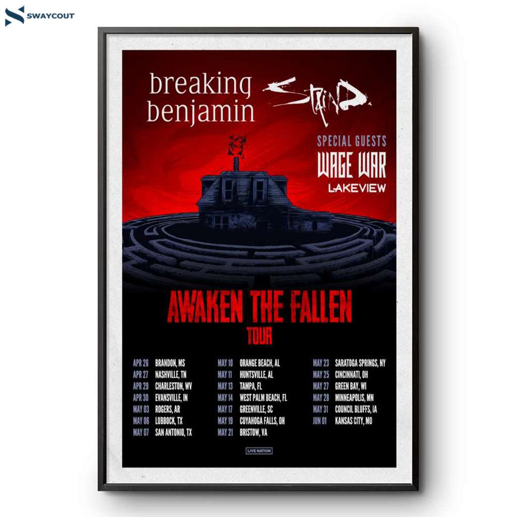 Breaking Benjamin Awaken The Fallen Tour 2025 Poster