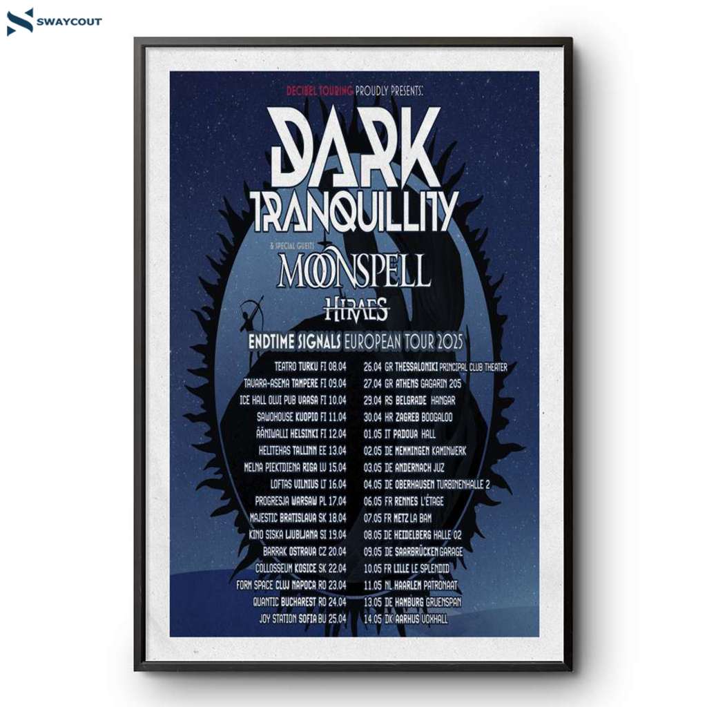 Dark Tranquillity Endtime Signals European Tour 2025 Poster