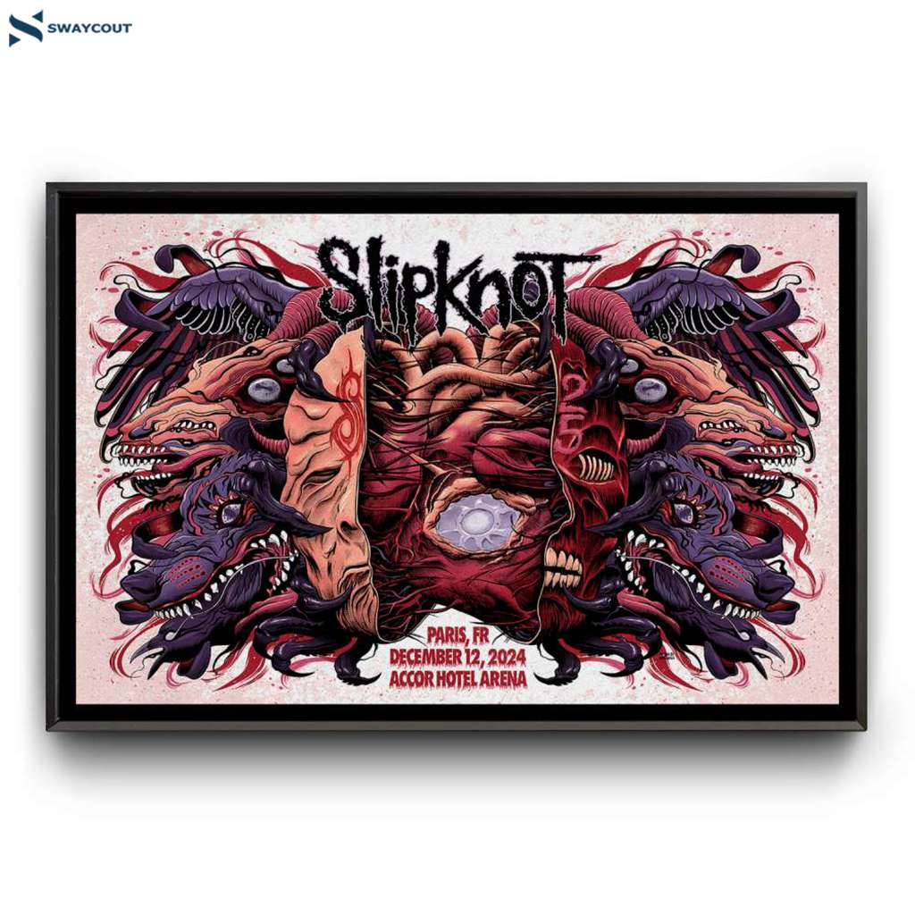 Slipknot Concert Paris France Accor Arena Dec 12 2024 Poster