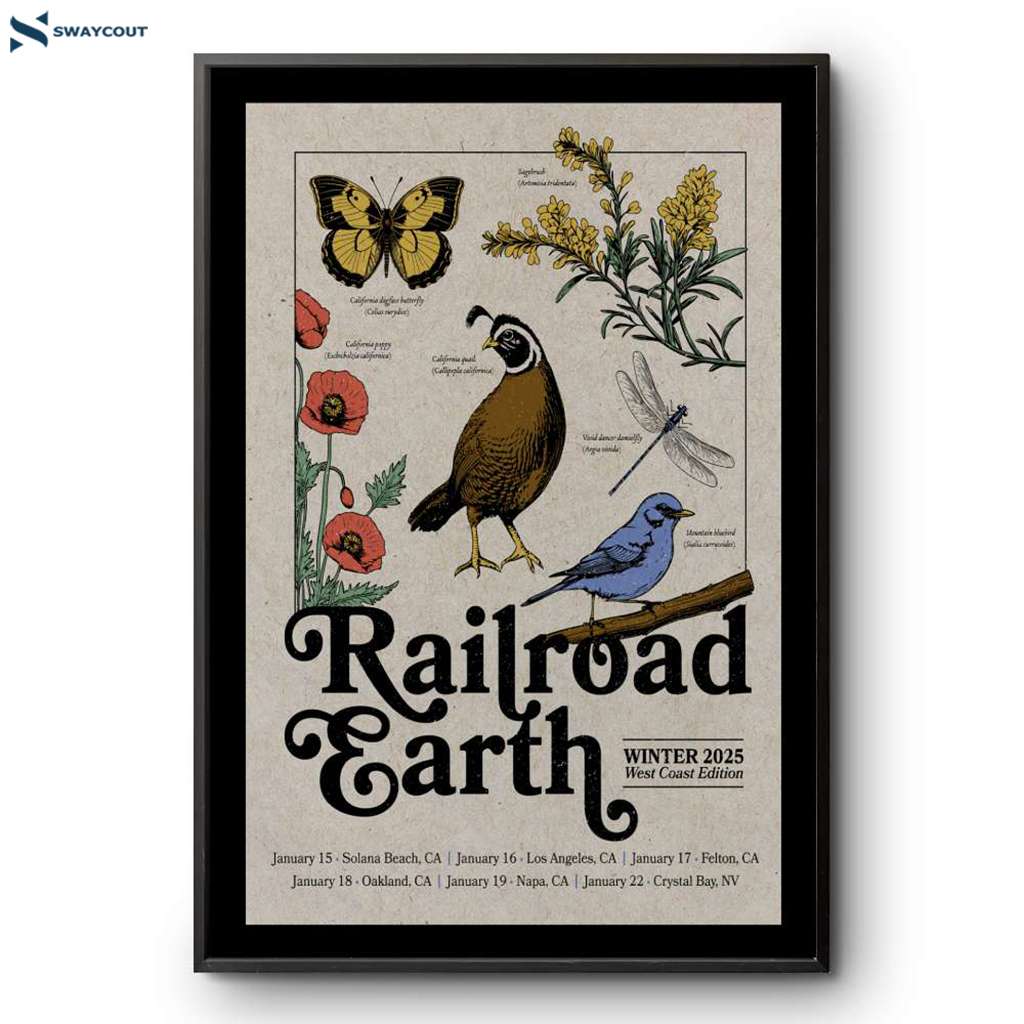 Railroad Earth Birds West Coast Winter 2025 Poster