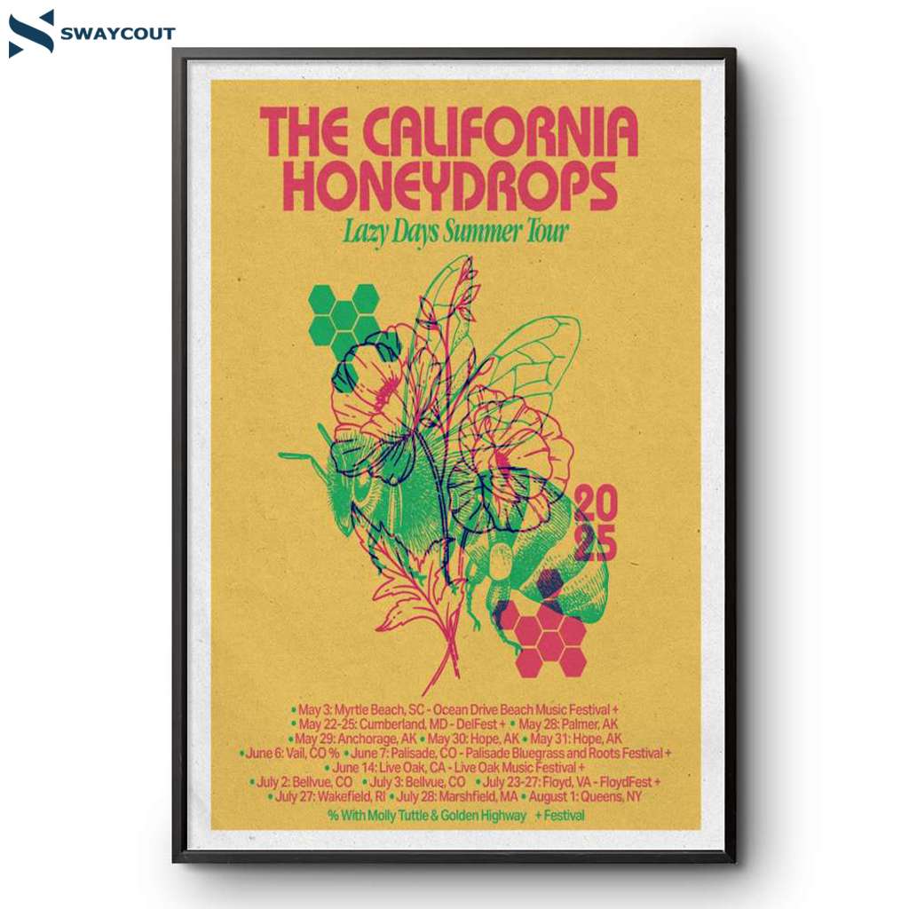 The California Honeydrops 2025 Lazy Days Summer Tour Poster