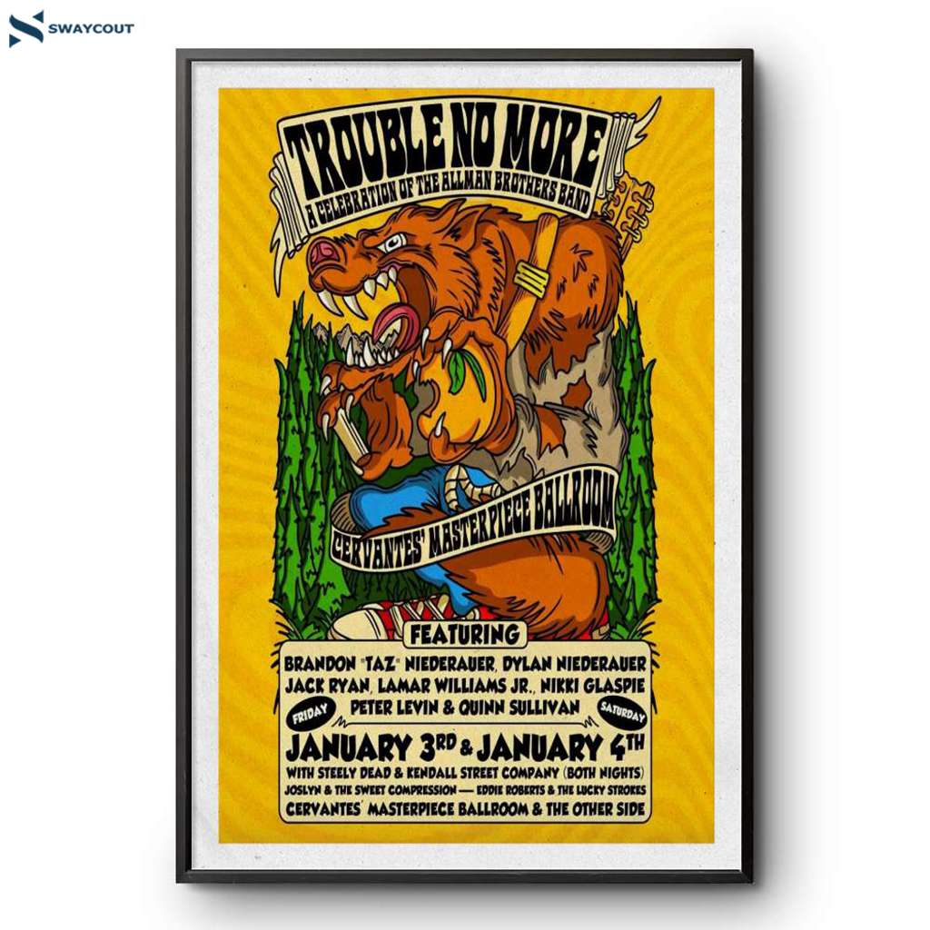 Trouble No More Cervantes Masterpiece Ballroom Denver Co January 3-4 2025 Poster