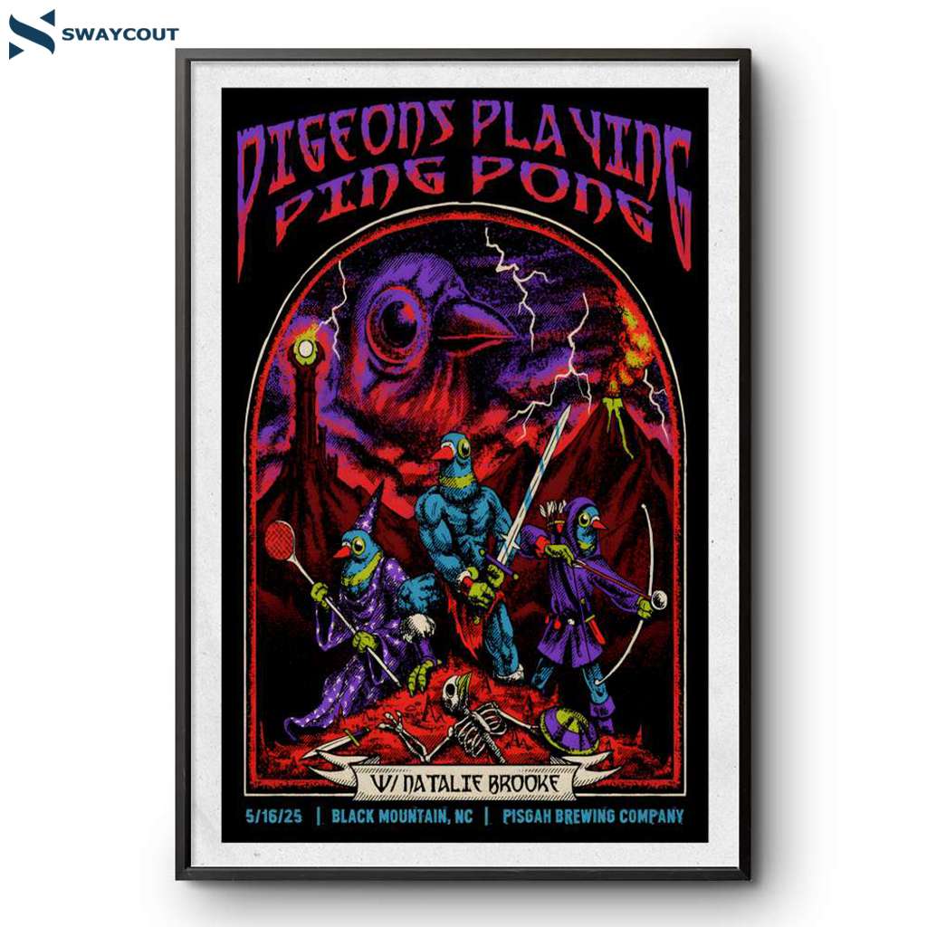 Pigeons Playing Ping Ping Black Mountain Nc May 16 2025 Poster